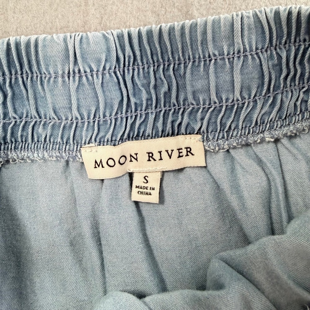 Chambray Maxi Boho Skirt Women Small Light Blue Elastic Waist Hippie Cottagecore - Picture 5 of 6
